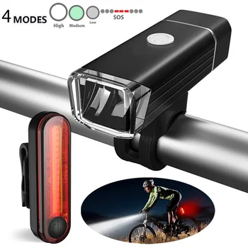

2pcs USB Rechargeable Bike Light Set Quick Release Front Light Headlight And Tail Back Light Kit Bicycle Accessories