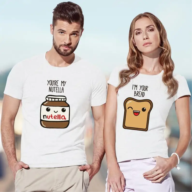 Nutella and Bread футболка подарок для пары Комплект лонгслив для пары его и ее рубашки просто женатые рубашки