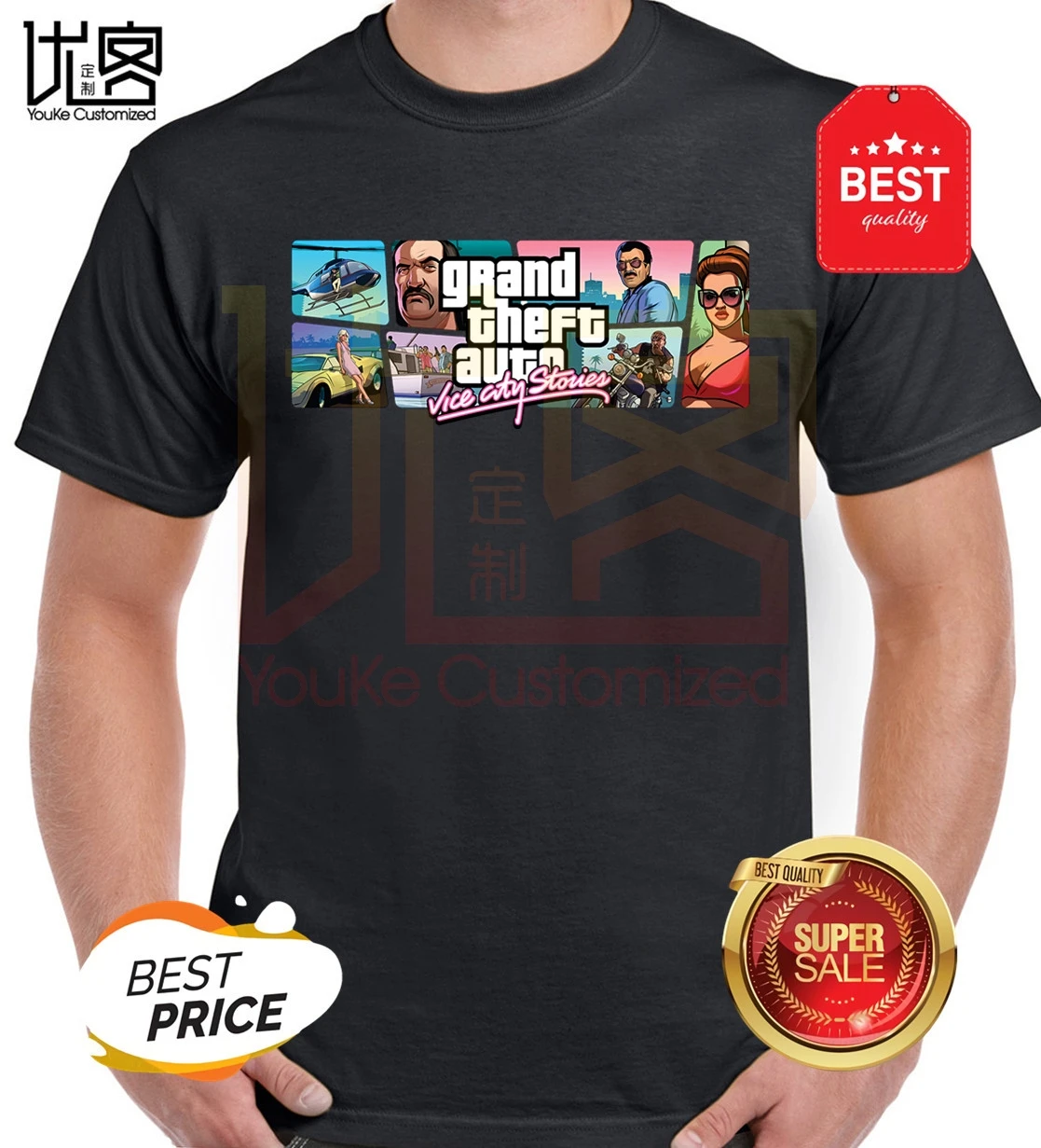 Прямая поставка футболка с принтом grand theft auto vice city футболки игры gta мужские и