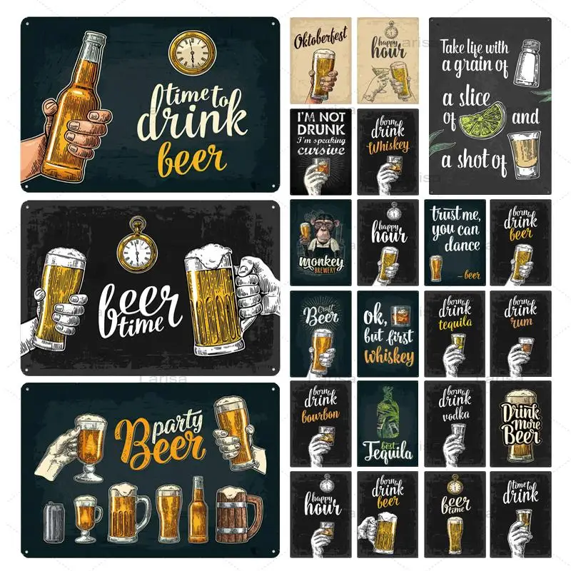 Beer Time Lettering Pub Bar Decoration Metal Painting Tin Sign Chic Home Decor Plaque Wall Poster Vintage | Дом и сад