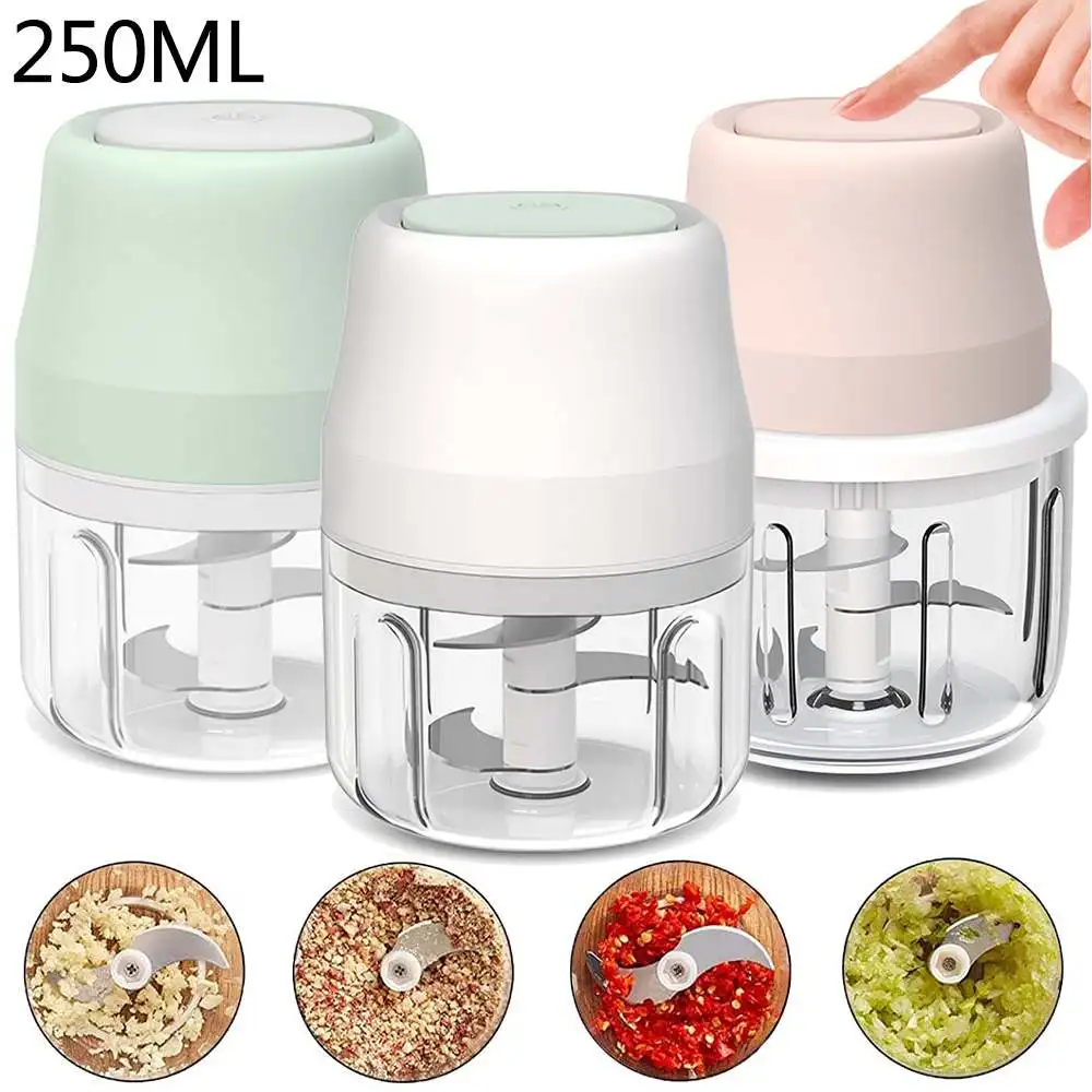 250ML Electric Food Crusher Mini Garlic Press Garlic Crusher Vegetable