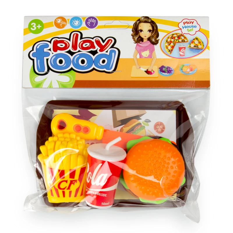 Резка моделирование еда игрушка ролевые игры гамбургер Кола Кухня Мини пластик картофель фри день рождения для детей подарок - Цвет: Яркий