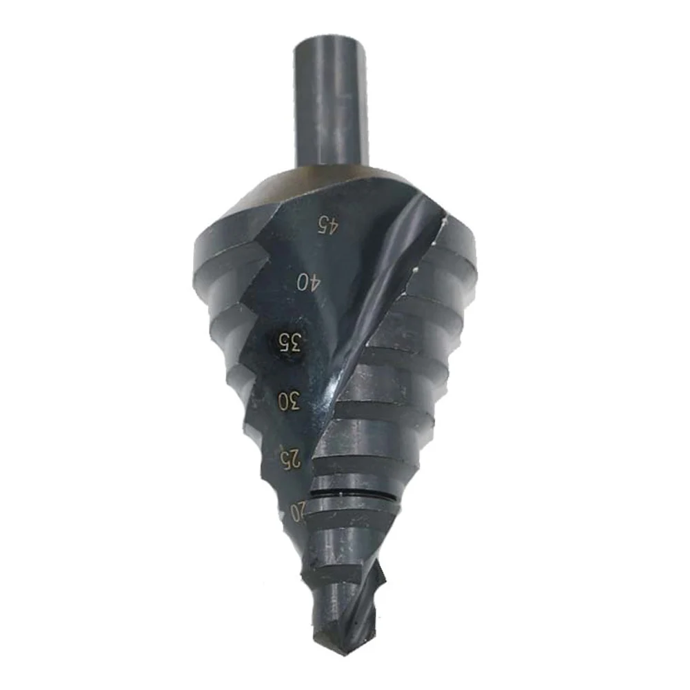 10-45mm Durable HSS Spiral Grooved Step Drill Bit Nitriding Black Groove Core Hole Cutter Bit