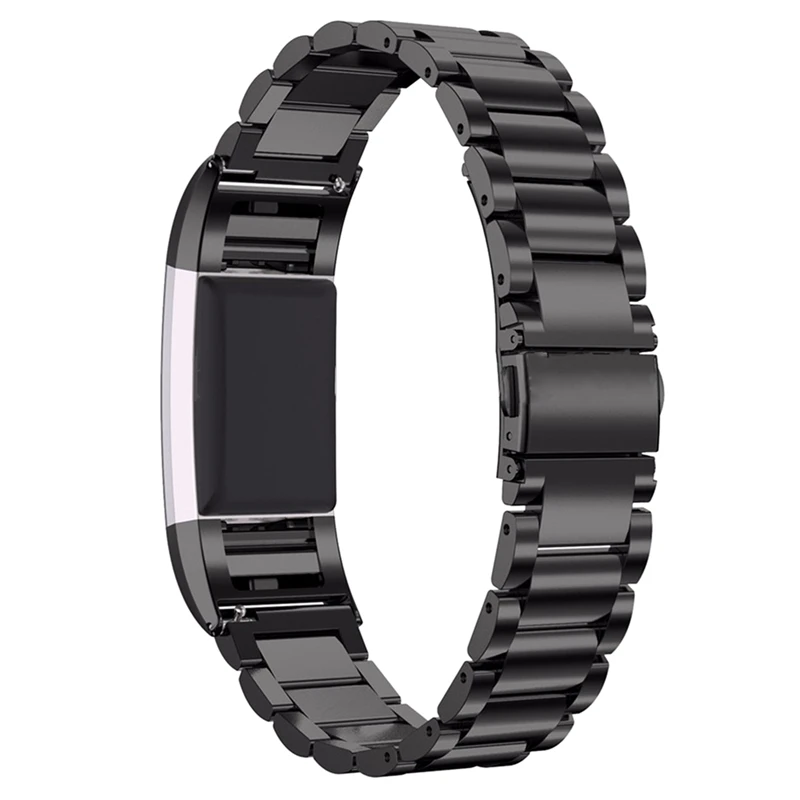 2 шт роскошный сменный ремешок из нержавеющей стали для часов FitBit Charge 2, серебристый и черный