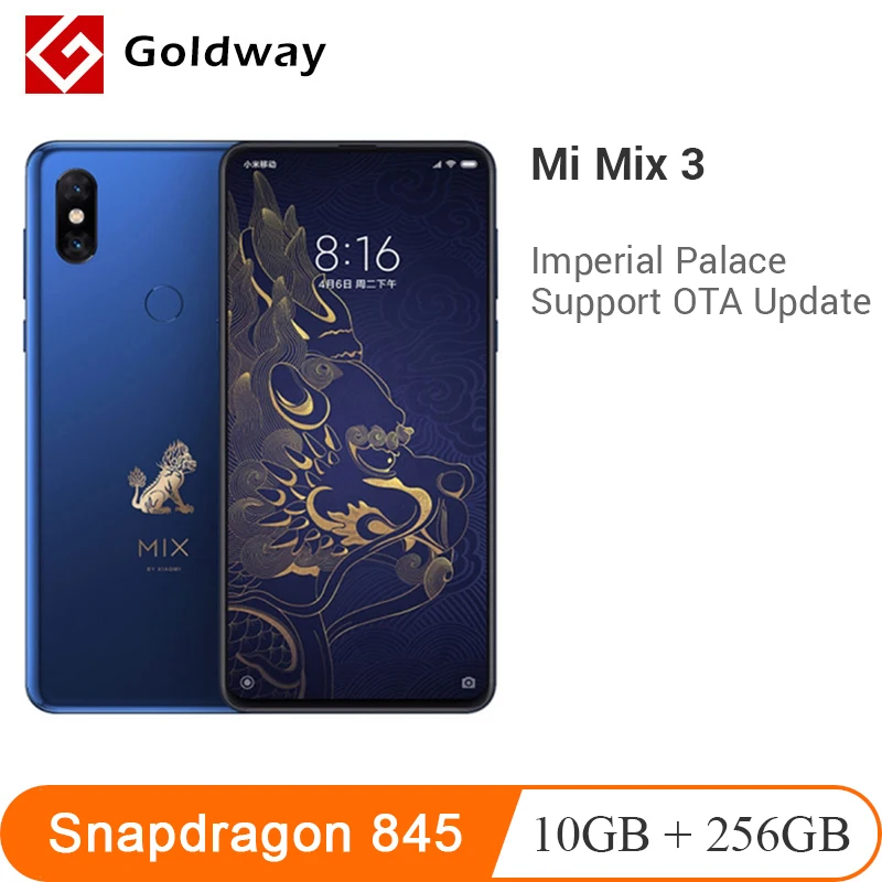

Xiaomi Mi Mix 3 Imperial Palace 10GB RAM 256GB ROM Mobile Phone Snapdragon 845 24MP Camera 6.39" Wireless Charging Smartphone