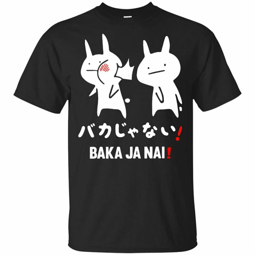 Забавная аниме Baka Ja Nai Rabbit Slap Tee японская футболка черный темно-синяя мужская