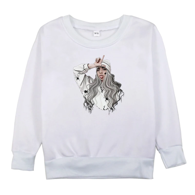 Hoodies 1 Новые худи Billie Eilish для маленьких девочек и мальчиков повседневная осенне-зимняя одежда хлопковая футболка, свитшоты детская футболка топы унисекс - Цвет: Hoodies 1