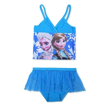 

Disney dolls original figure frozen Elsa Anna olaf girl's swimwear Bikini Kids swimsuit girls bath beach One piece Set Party