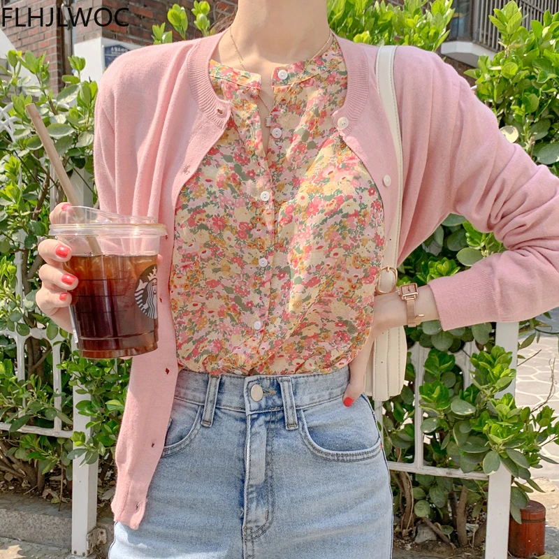 2021 Spring Prairie Chic Tops Blusas Girl Next Door Fashion Style Women Floral Print Chiffon Single Breasted Button Shirts 5