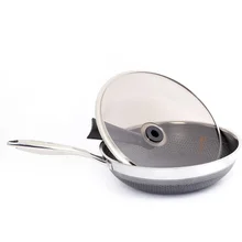 Полноэкранный сотовой 304 из нержавеющей стали вок для приготовления пищи без дыма антипригарный вок от 10