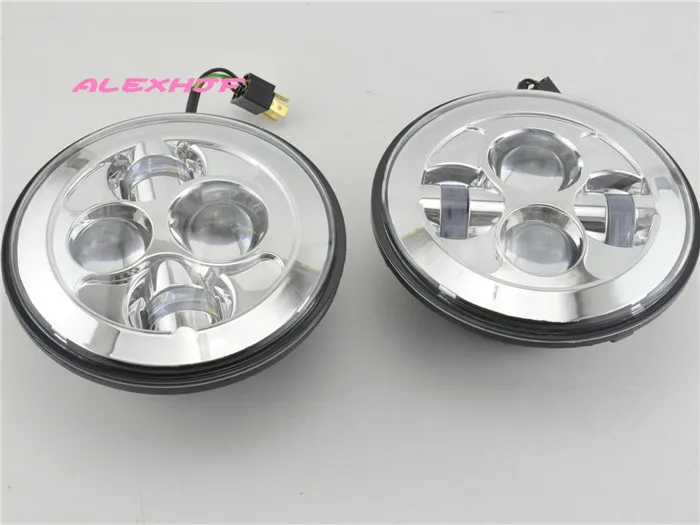 July King 1pair 7&quot Round LED Headlight Assembly Case for Jeep Wrangler CJ/TJ/LJ/JK High beam 40W 3980LM low 20W 1900LM | Автомобили и