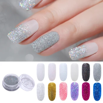 

1g/Box Laser Nail Glitter Powder Acrylic Gradient Nail Chrome Pigment Dust Silver Colorful DIY Nail Art Decoration