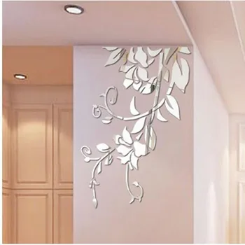 

3D DIY Leaves Mirror Wall Sticker Acrylic Modern Art Mural Stickers For Living Room Home Decoration