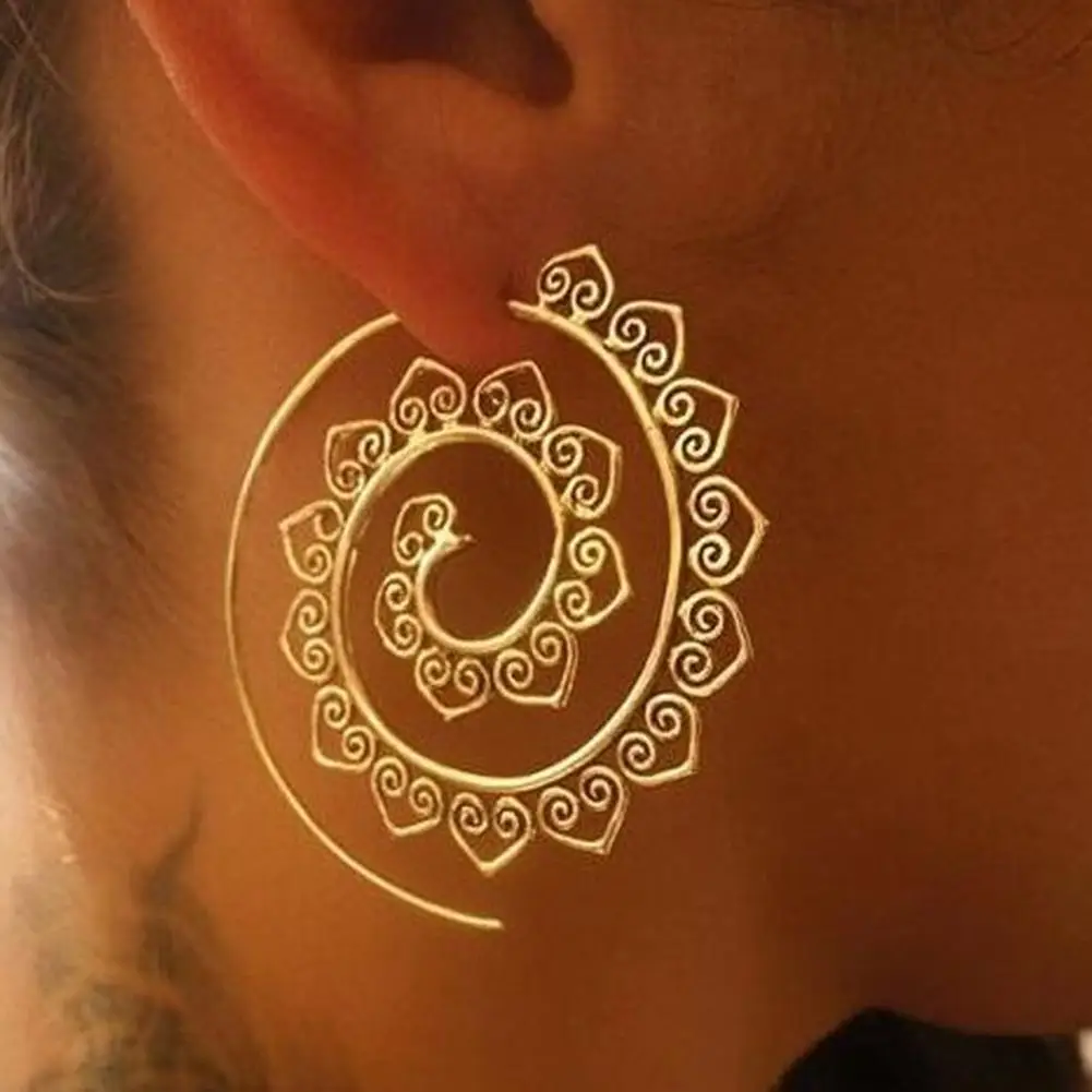 2019 11.11 HOT Earrings Fashion Women Spiral Round Circle Gear Heart Piercing Jewelry Gift Woman's accesories | Украшения и