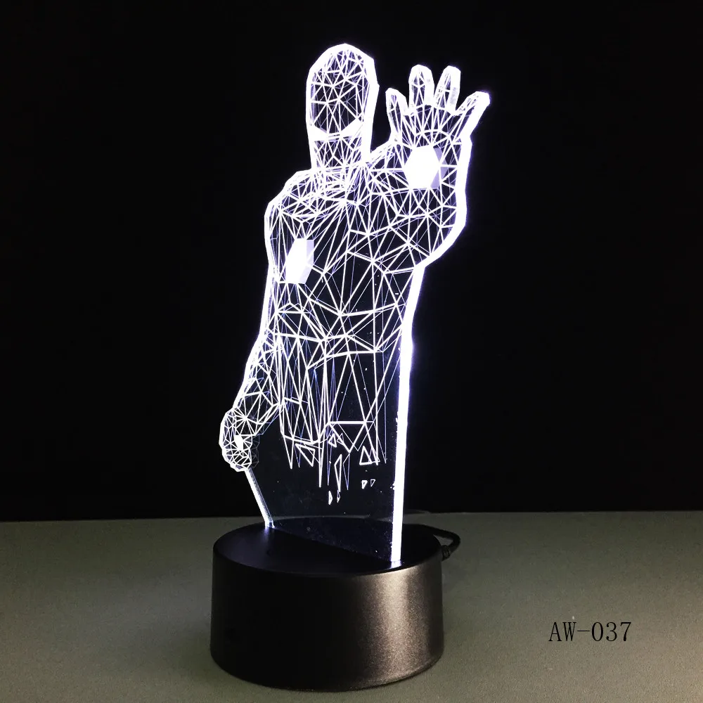 3D светодиодный настольный светильник в форме паука, ночник с USB, 7 цветов, меняющийся в спальню, домашний декор, для путешествий, подарок для детей, игрушка, AW-037