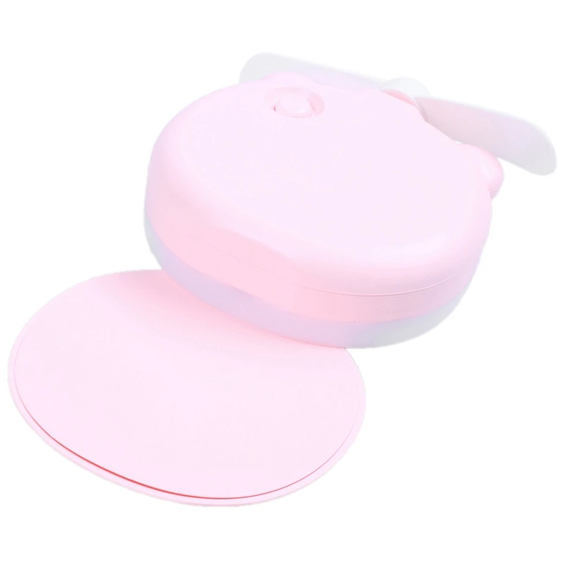 Pig Beauty Portable Led Mirror Pocket Fan Usb Charging Mini Handheld Fan With Mirror Led Light Portable Small Fan
