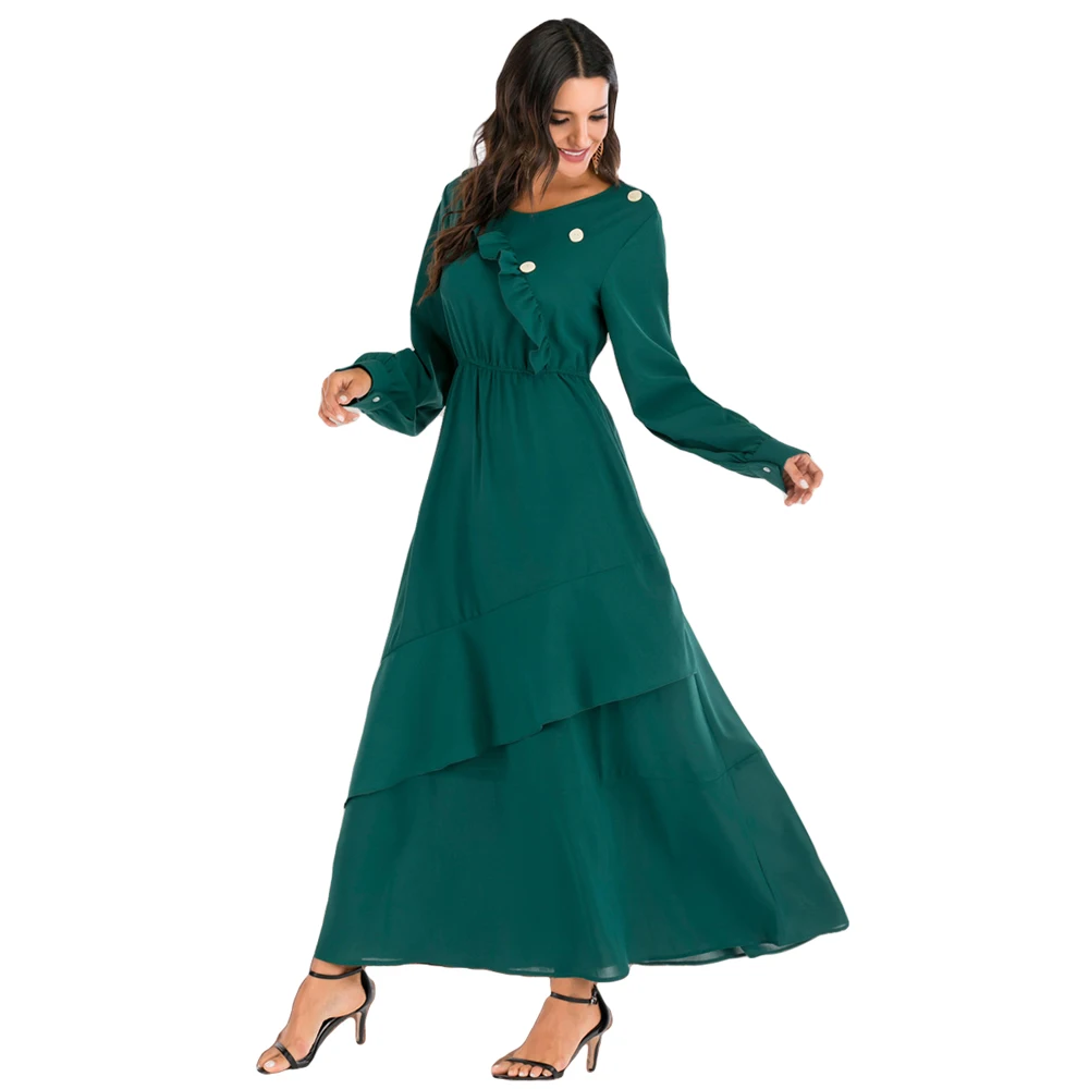 Abaya, кафтан, женское платье с длинным рукавом, гофрированное, макси, мусульманское, вечерние, коктейльное платье, джилбаб, халат, модное, необычное, длинное платье, повседневный Халат