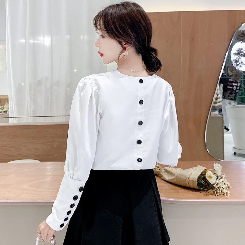 Korean Fashion Women Blouses Woman Chiffon Blouse Shirt Plus Size Tops Women White V-neck Shirts Top Blusas Femininas Elegante