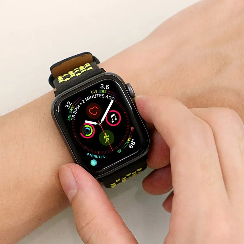 Вышитые кожаный ремешок для наручных часов Apple watch series 5/4/3/2/1 наручных часов Apple watch 38 мм 40 мм 42 44 мм наручных часов iwatch, браслет, аксессуары