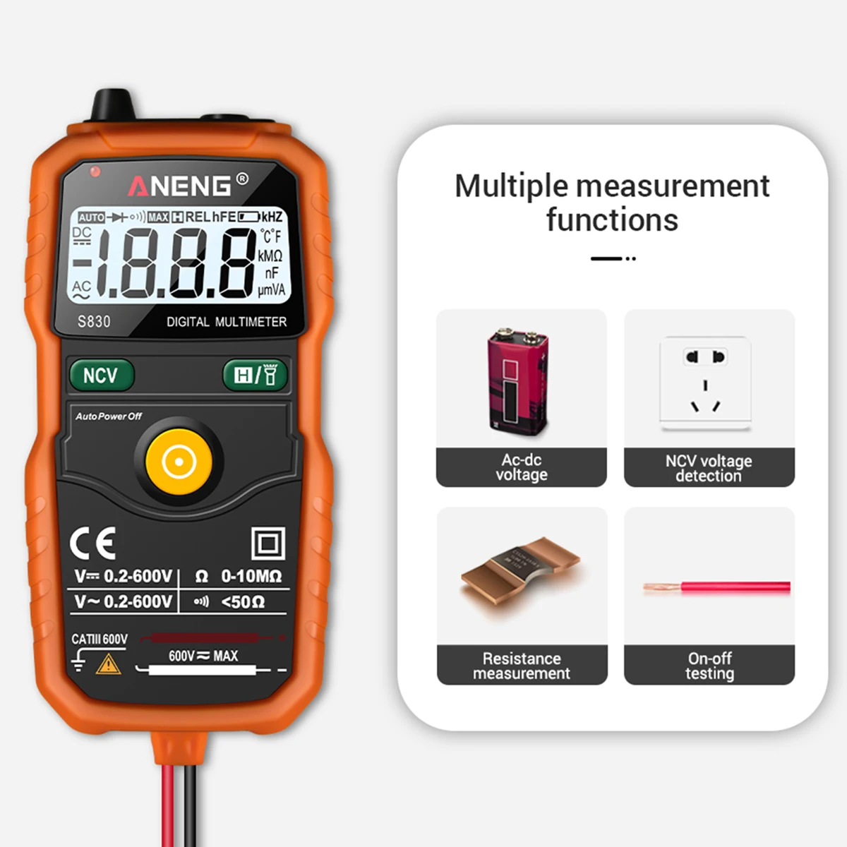 ANENG S830 Ручной цифровой мультиметр с ЖК-подсветкой Портативный AC/DC Амперметр Вольтметр Ом тестер напряжения метр Multimetro