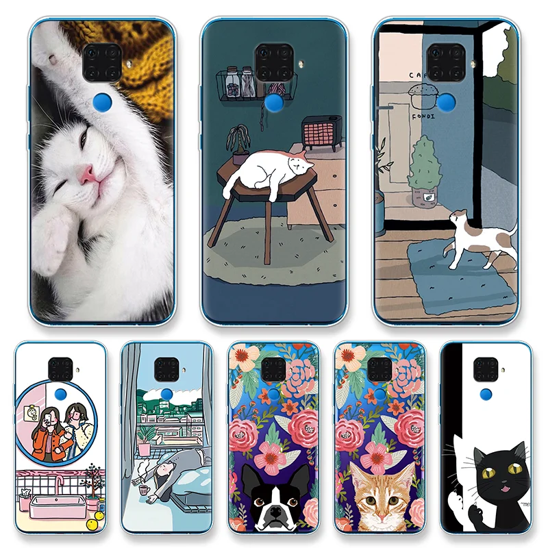 

Cartoon Cats Printed Pattern Clear Silicone Cover For Huawei Mate 30 20 10 Lite Pro Coque Soft Capa For Huawei Mate 30 Lite Case