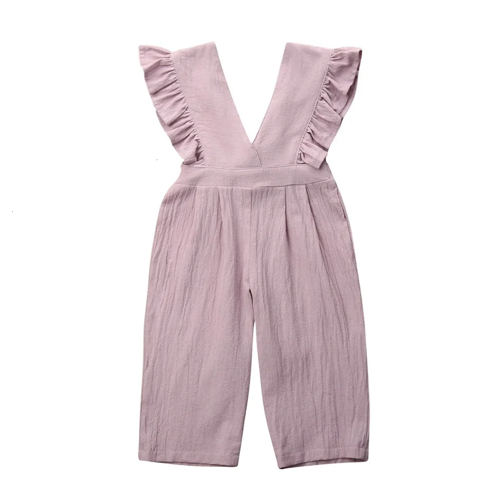 Toddler Kid Baby Girls Solid Baby Girl Clothing Set Baby Boy Frills Romper Jumpsuit Playsuit Outfit 2-6 Years