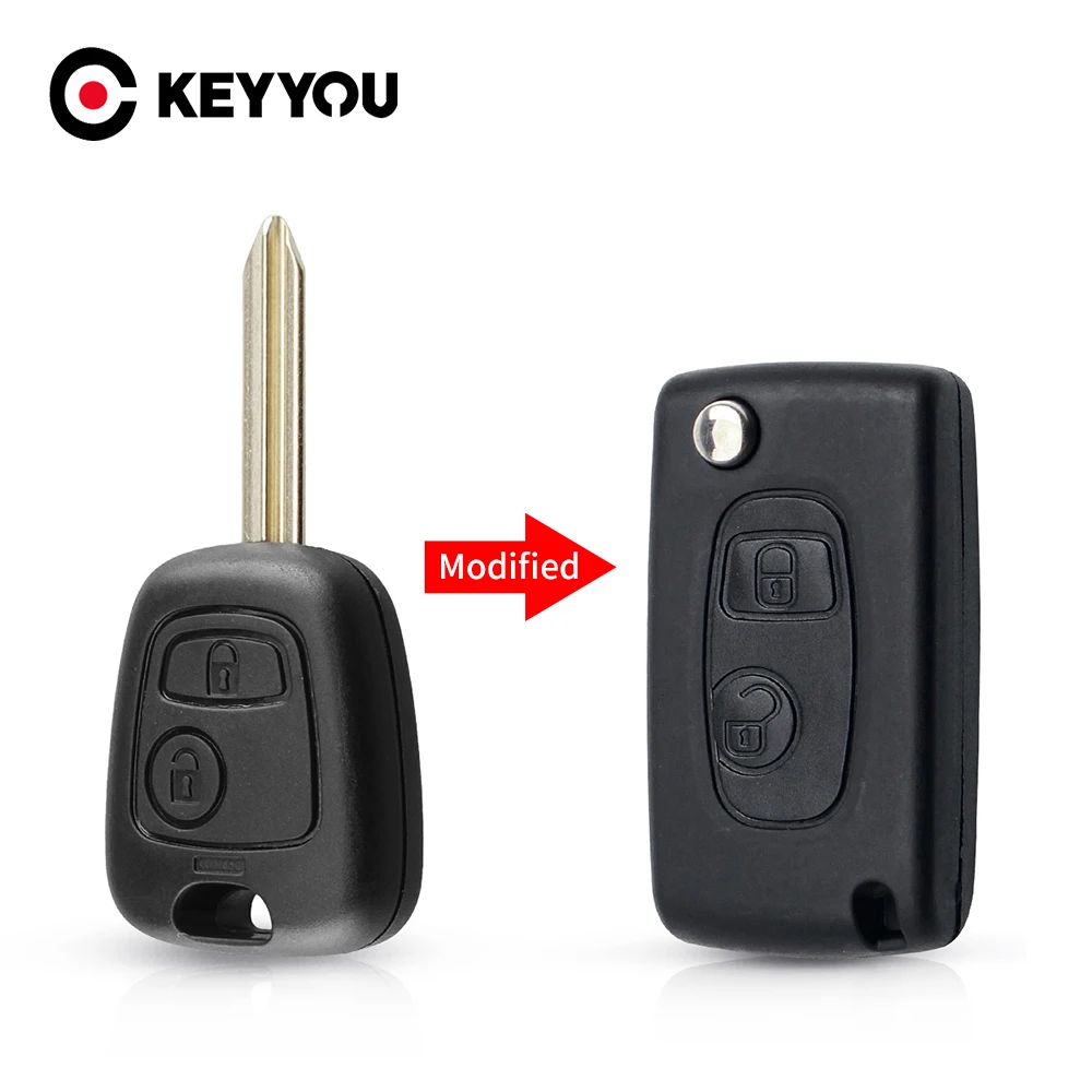 KEYYOU 2 кнопки для Citroen C1 C2 C3 Saxo Xsara Picasso Berlingo необработанное лезвие раскладной