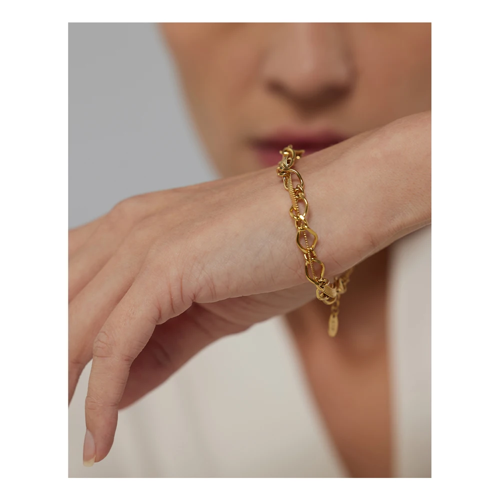 Stainless Steel Snake Chain Necklace Statement Texture Metal 18 K Collar Necklace - Image 3