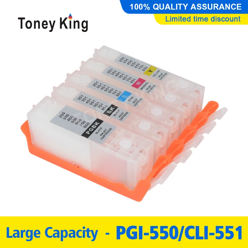 Toney King PGI 550 CLI 551 чернильный картридж для Canon PIXMA MG5450 MG5550 MG5650 MG6350 MG6450 заправляемые чернильные картриджи