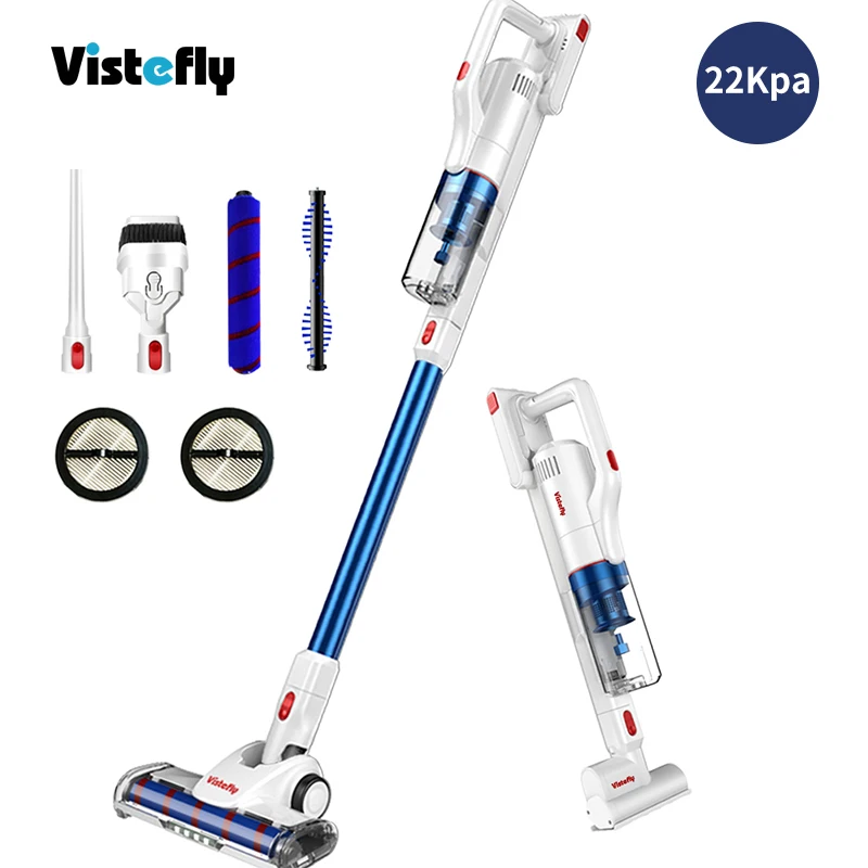

Vistefly V10 Pro Cordless Vacuum Cleaner 22KPa Powerful Suction, 5 in 1, Stick Handheld For Pet Hair Carpet Car Hard Floor Blue