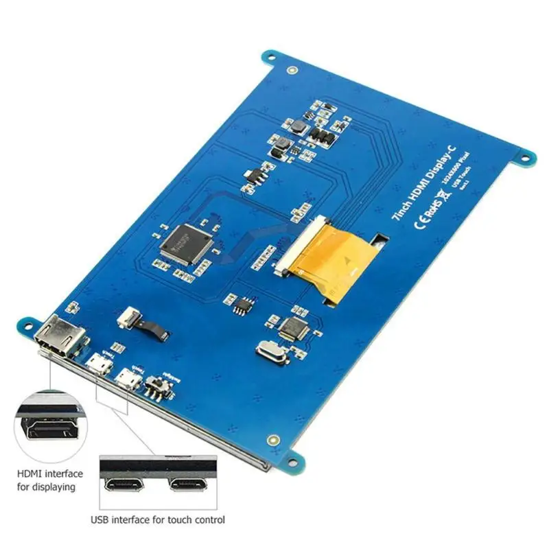 7 inch LCD Display Touch Screen 1024 X 600 HDMI Computer Monitor for Raspberry Pi 4B/3B+ Computer Touch Screen Panels