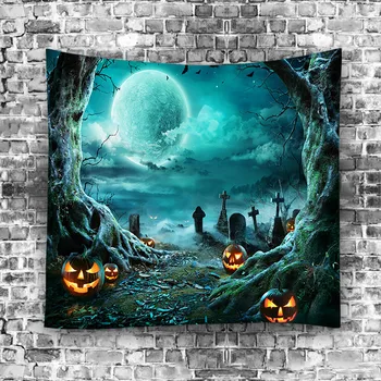 

Halloween Sacry Tapestry Printing Skull Background Hanging Pendants Festival Atmosphere Supplies Bedroom Wall Spoof Decorations
