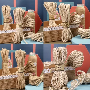 

10m Braid Hessian Twine Cord DIY Jute Hemp Rope Natural Linen Ribbon Thread DIY Handmade Craft Material