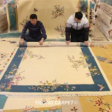 YILONG 6'x9' Great Hand knotted Chinese Art Deco Wool Rug Blue Woollen Carpets(TJ2018026S