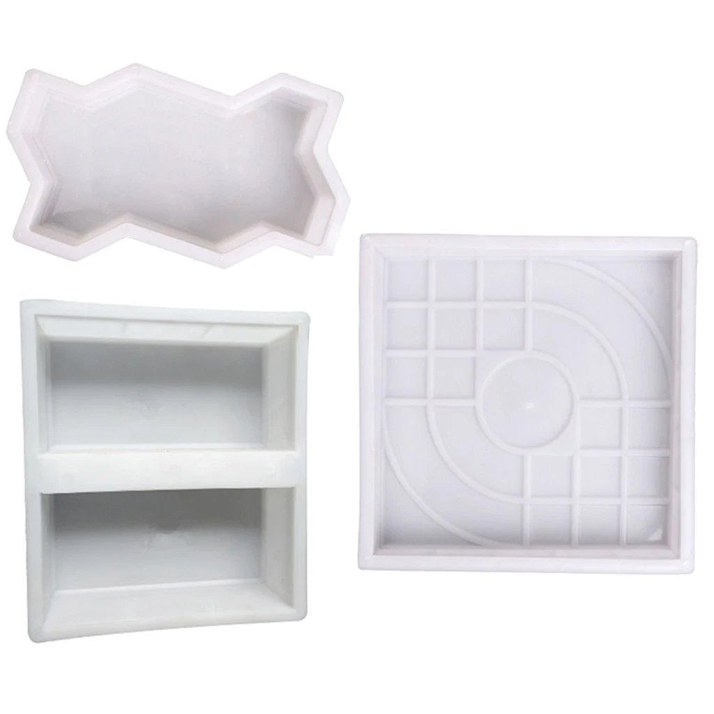 3 Pieces Paving Brick Path Maker Mould, Diy Paving Concrete Mold Garden Lawn Pathmate Stone Mold Walk Maker Mold - 3 Styles