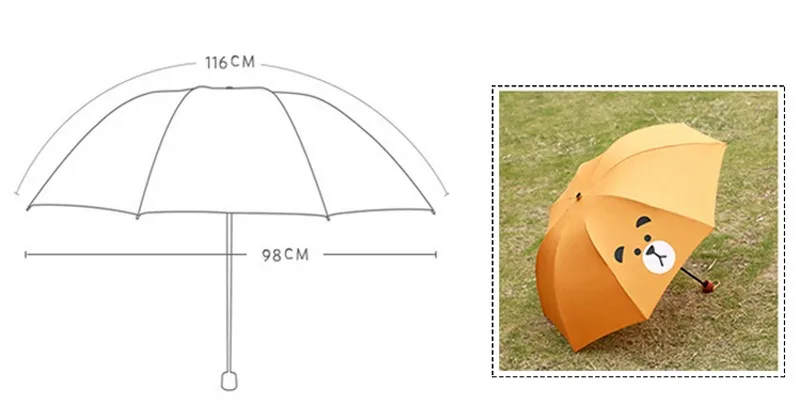 Creative Cute Cartoon Bear Rabbit Totoro Villain Children Umbrella 3 Folding Pongee Windproof Rain Umbrella For Kids11