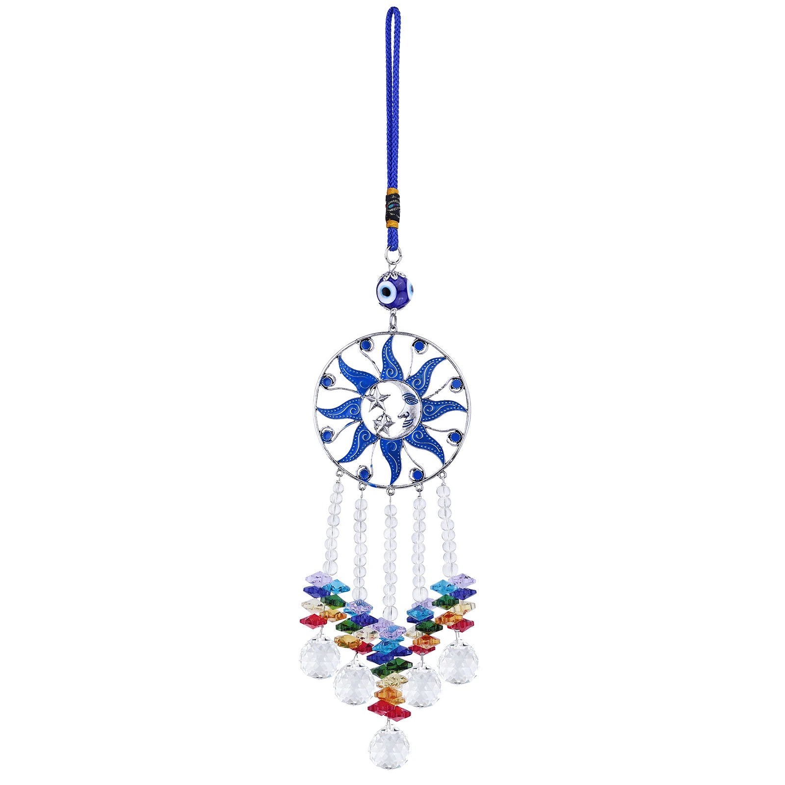 TUMBEELLUWA Lampwork Glass Sun Moon Star Wind Chimes Handmade Hanging Ornaments For Home Decoration Room Garden Window Decor 3 tier jewelry box glass makeup organizer jewelry box multifunction display case for dressing table decoration storage