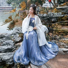 Вышивка Hanfu женские традиционные танцевальные костюмы праздничный наряд платье феи певцы Восточный рейв представление одежда DC2695