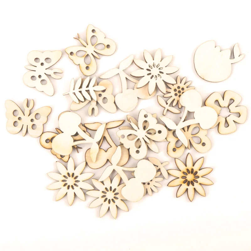 

Flower Butterfly Wooden Pattern Scrapbooking Painting Collection Craft Handmade Accessory Home Decorate DIY 29-34mm 10pcs