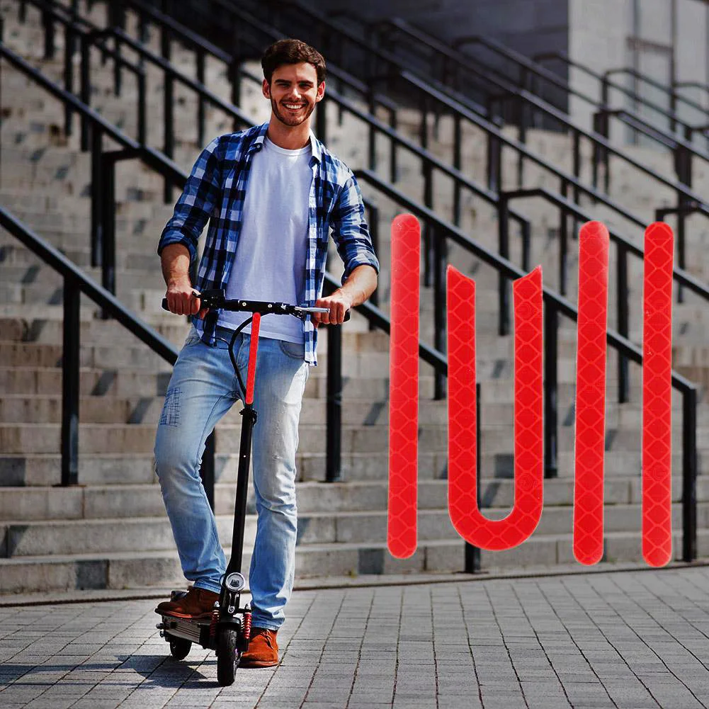

4PCS Scooter Sticker Front Rear Wheel Decal Reflective Strip Sticker Red Replacement For Xiaomi M365 Reflective Strip Sticker
