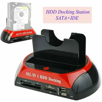 

hard disk dock station All in One IDE SATA 2.5 Inch 3.5 Inch Dual Hard Drive HDD Docking Station Dock USB HUB Card Reader