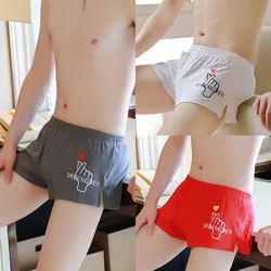 Men's Love Boxer Underpants Pure Cotton Loose Breathable Large Size Shorts Trend Fashion Personality Arrow Pants Red Comfortable