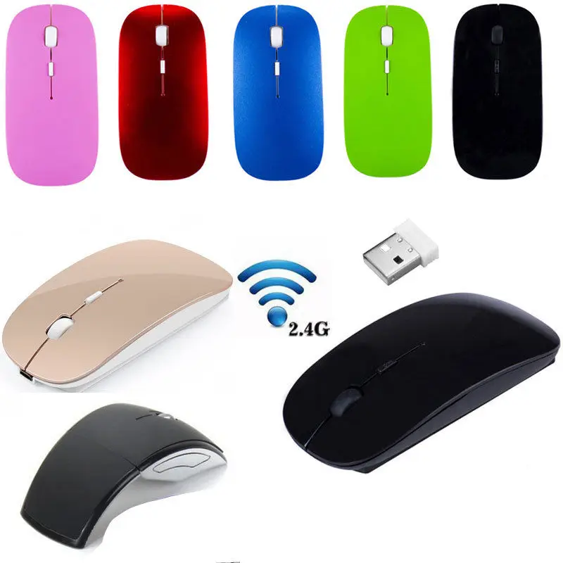 

2.4GHz Wireless Mouse Optical Mouse Silent Button Ultra Thin USB Optical MicePro + USB Receiver for Laptop PC Macbook