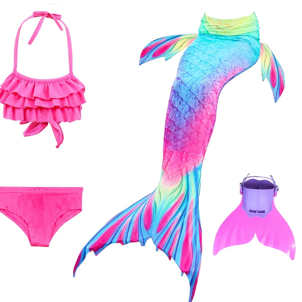 Hot Girls Mermaid Tail With Monofin For Swim Mermaid Swimsuit Mermaid Dress Swimsuit Bikini cosplay costume - Color: DH5248 set 2