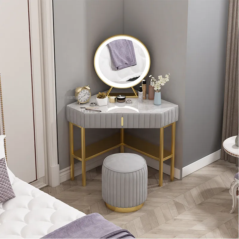 Luxury Home Dressing Table Bedroom Furniture Nordic Style Stool Princess Dressers Vanity Makeup Cabinet Combination | Мебель