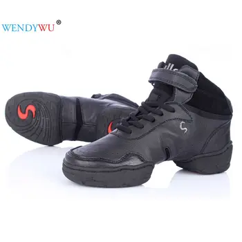 

White Black Red Sneakers For Women And Men Modern Salsa Jazz Dancing Shoes Genuine Leather With Breathable Men's Dance Sneakers