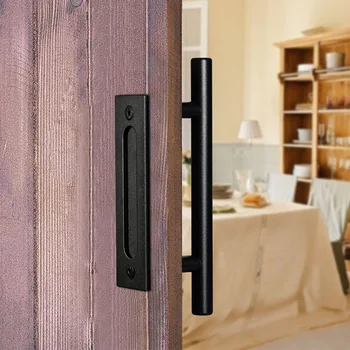 

1PCS Barn Door Black Double-sided Sliding Door Sliding Door Round Dark Glas Hand Modern Minimalist Cabinet Handle Door Handle