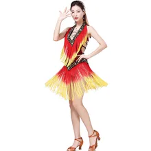 Платье для латинских танцев, с бахромой, с блестками, сексуальное, с открытой спиной, платье для сцены, латинский сценический костюм для выступлений