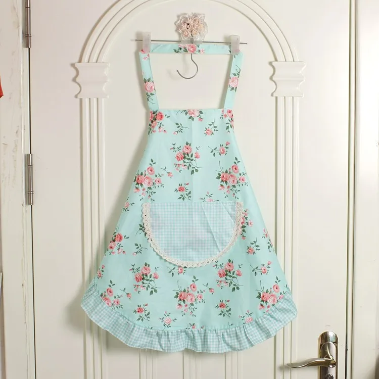 New cotton cloth princess apron print floral cleaning apron kitchen aprons for women baking mats helper Sleeveless Apron sale