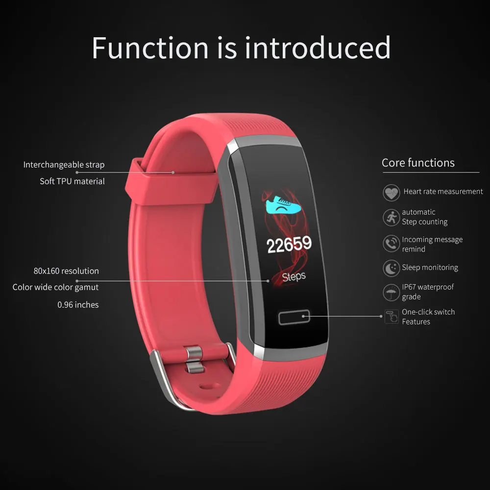 RAXFLY Smart Watch M4 Heart Rate Monitor Sleep Monitor Fitness Watch Blood Pressure Bluetooth Smart Bracelet for iPhone Android